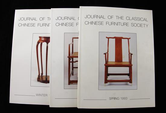 Fifteen volumes of The Journal of the Classical Chinese Furniture Society, 1990-94